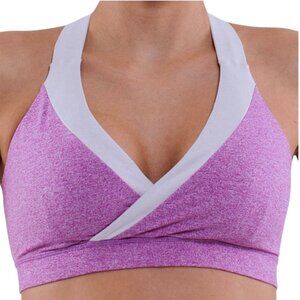 Lululemon Deep Breath Bra Heathered Ultra Violet Wrap Front Racerback 8